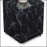 Box hand painted in marble style finish with lid decorated with natural crystal sticks and amethyst stone 162-Crystal Black