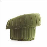 Fauteuil en bois massif rembourré et couvert avec tissu italien en velours coloris olive ou bleu ou beige 150-Great Rest
