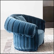 Fauteuil en bois massif rembourré et couvert avec tissu italien en velours coloris olive ou bleu ou beige 150-Great Rest