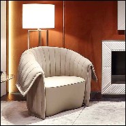 Armchair in solid wood upholstered and covered with olive velvet or blue velvet or beige velvet fabric 150-Great Rest
