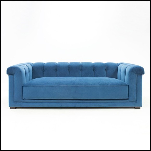 Canapé avec structure en bois massif rembourré et couvert avec tissu velours coloris bleu 176-Lander