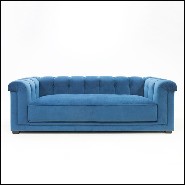 Canapé avec structure en bois massif rembourré et couvert avec tissu velours coloris bleu 176-Lander