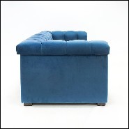 Canapé avec structure en bois massif rembourré et couvert avec tissu velours coloris bleu 176-Lander