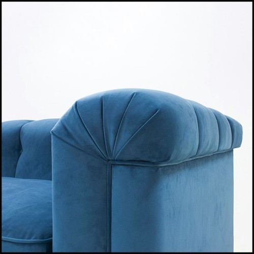 Sofa with solid wood upholstered and covered with high quality blue velvet fabric 176-Lander