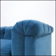 Sofa with solid wood upholstered and covered with high quality blue velvet fabric 176-Lander
