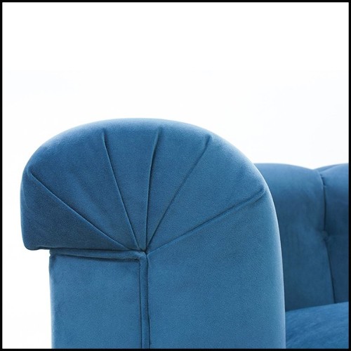 Sofa with solid wood upholstered and covered with high quality blue velvet fabric 176-Lander