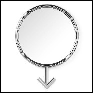 Miroir avec cadre en acier inoxydable poli avec miroir rond en verre 107-Men