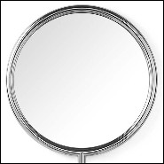 Mirror with polished steel frame in chrome finish with round mirror glass 107-Men