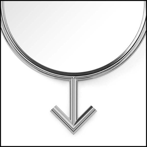 Mirror with polished steel frame in chrome finish with round mirror glass 107-Men
