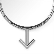 Miroir avec cadre en acier inoxydable poli avec miroir rond en verre 107-Men