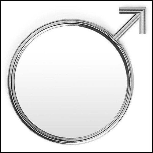 Mirror with polished steel frame in chrome finish with round mirror glass 107-Men