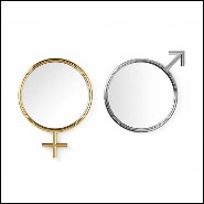 Mirror with polished steel frame in chrome finish with round mirror glass 107-Men