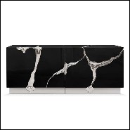 Buffet finition argent en bois sculpté avec détails en acier poli finition argent 145-Paradise Silver