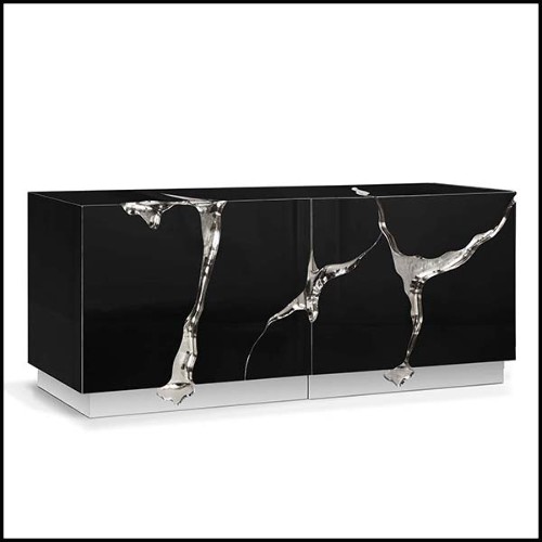 Sideboard in silver finish with wooden structure with finishes in polished steel in silver finish 145-Paradise Silver
