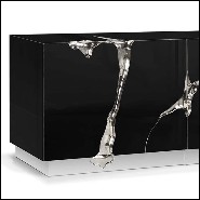 Buffet finition argent en bois sculpté avec détails en acier poli finition argent 145-Paradise Silver