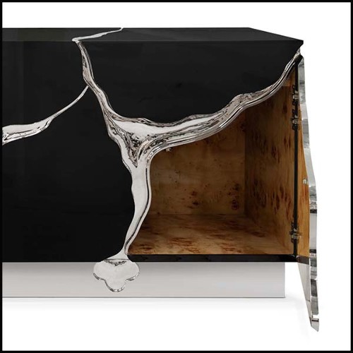 Sideboard in silver finish with wooden structure with finishes in polished steel in silver finish 145-Paradise Silver