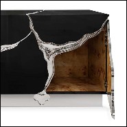 Buffet finition argent en bois sculpté avec détails en acier poli finition argent 145-Paradise Silver