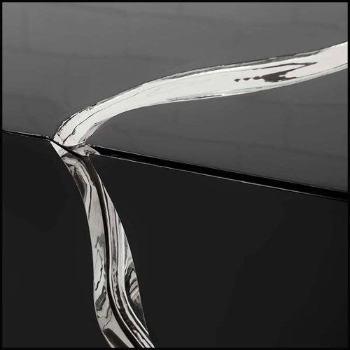 Buffet finition argent en bois sculpté avec détails en acier poli finition argent 145-Paradise Silver