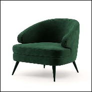 Armchair in wood upholstered and covered with British green velvet fabric 174-Peter