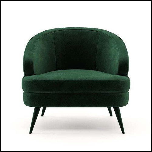 Armchair in wood upholstered and covered with British green velvet fabric 174-Peter