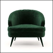 Armchair in wood upholstered and covered with British green velvet fabric 174-Peter