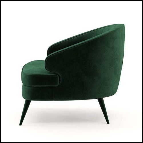 Armchair in wood upholstered and covered with British green velvet fabric 174-Peter