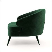 Armchair in wood upholstered and covered with British green velvet fabric 174-Peter