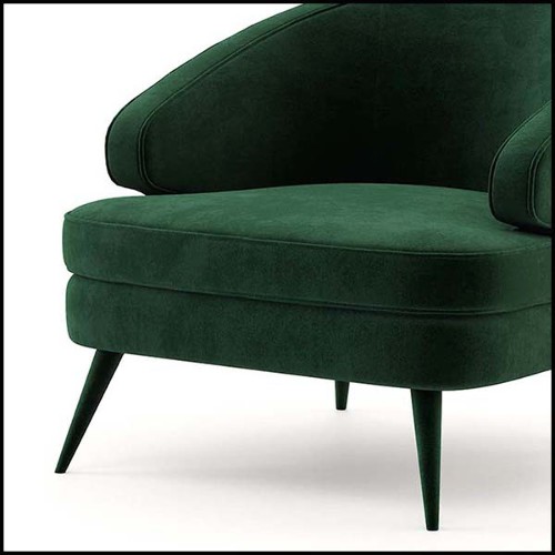 Armchair in wood upholstered and covered with British green velvet fabric 174-Peter
