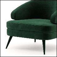Armchair in wood upholstered and covered with British green velvet fabric 174-Peter