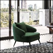 Armchair in wood upholstered and covered with British green velvet fabric 174-Peter