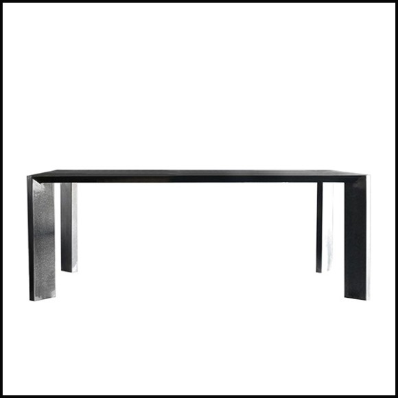 Table with raw steel structure in dark finish with colorless varnished finish 147-Acier black deep