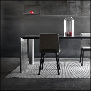 Table with raw steel structure in dark finish with colorless varnished finish 147-Acier black deep