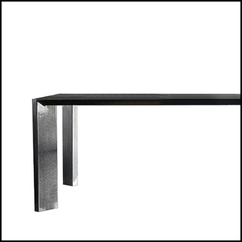 Table with raw steel structure in dark finish with colorless varnished finish 147-Acier black deep