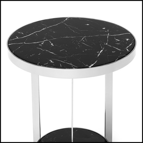 Side table in metal in chrome finish and with up and down black marble tops 162-Amy Black