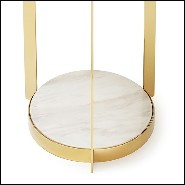 Table d'appoint finition gold avec plateaux supérieur et inférieur en marbre blanc 162-Amy White