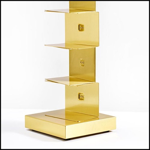 Etagère avec structure en laiton massif poli avec peinture brillante finition translucide 107-Golden
