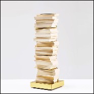 Bookcase or shelf in polished solid brass with protective glossy translucid paint finish 107-Golden