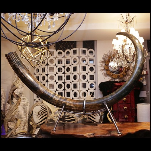 Tusk Mammoth brown ivory big with brown and dark brown colors with light blue reflects PC-Ivory Brown