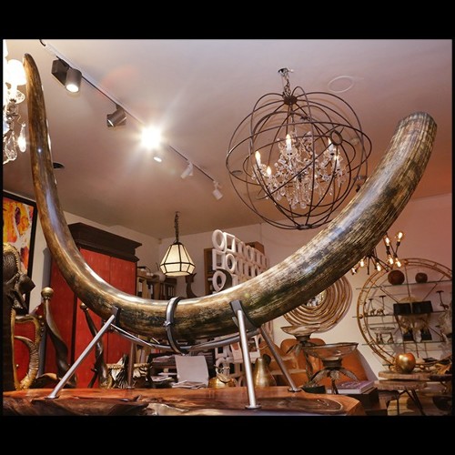 Tusk Mammoth brown ivory big with brown and dark brown colors with light blue reflects PC-Ivory Brown