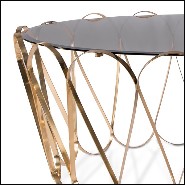 Coffee table with tempered smoked glass top and gold plated solid brass base 145-Waterflor Gold