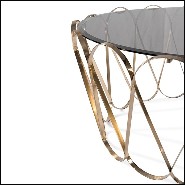 Table basse avec plateau en verre trempé fumé et base en laiton massif plaqué or 145-Waterflor Gold