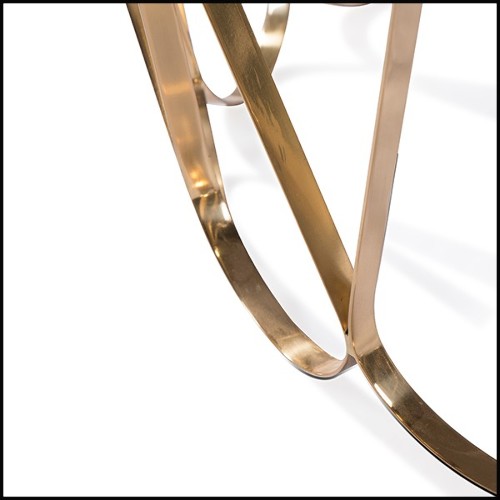 Coffee table with tempered smoked glass top and gold plated solid brass base 145-Waterflor Gold