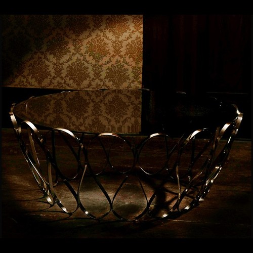 Coffee table with tempered smoked glass top and gold plated solid brass base 145-Waterflor Gold