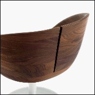 Chair in solid walnut wood on swivel base in steel in satinated finish 154-Wooden Nest