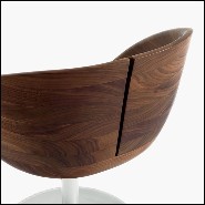 Chaise en noyer massif avec base rotative en acier finition satiné 154-Wooden Nest