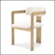 Chair in stainless steel in brushed brass finish with fabric in Bouclé Cream finish 24-Donato