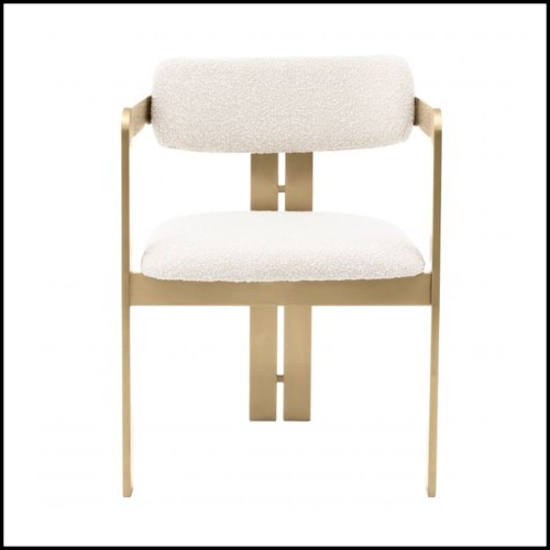 Chaise en acier inoxydable finition laiton brossé avec tissu finition Bouclé Cream 24-Donato