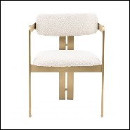 Chair in stainless steel in brushed brass finish with fabric in Bouclé Cream finish 24-Donato