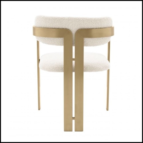 Chair in stainless steel in brushed brass finish with fabric in Bouclé Cream finish 24-Donato