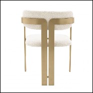 Chair in stainless steel in brushed brass finish with fabric in Bouclé Cream finish 24-Donato